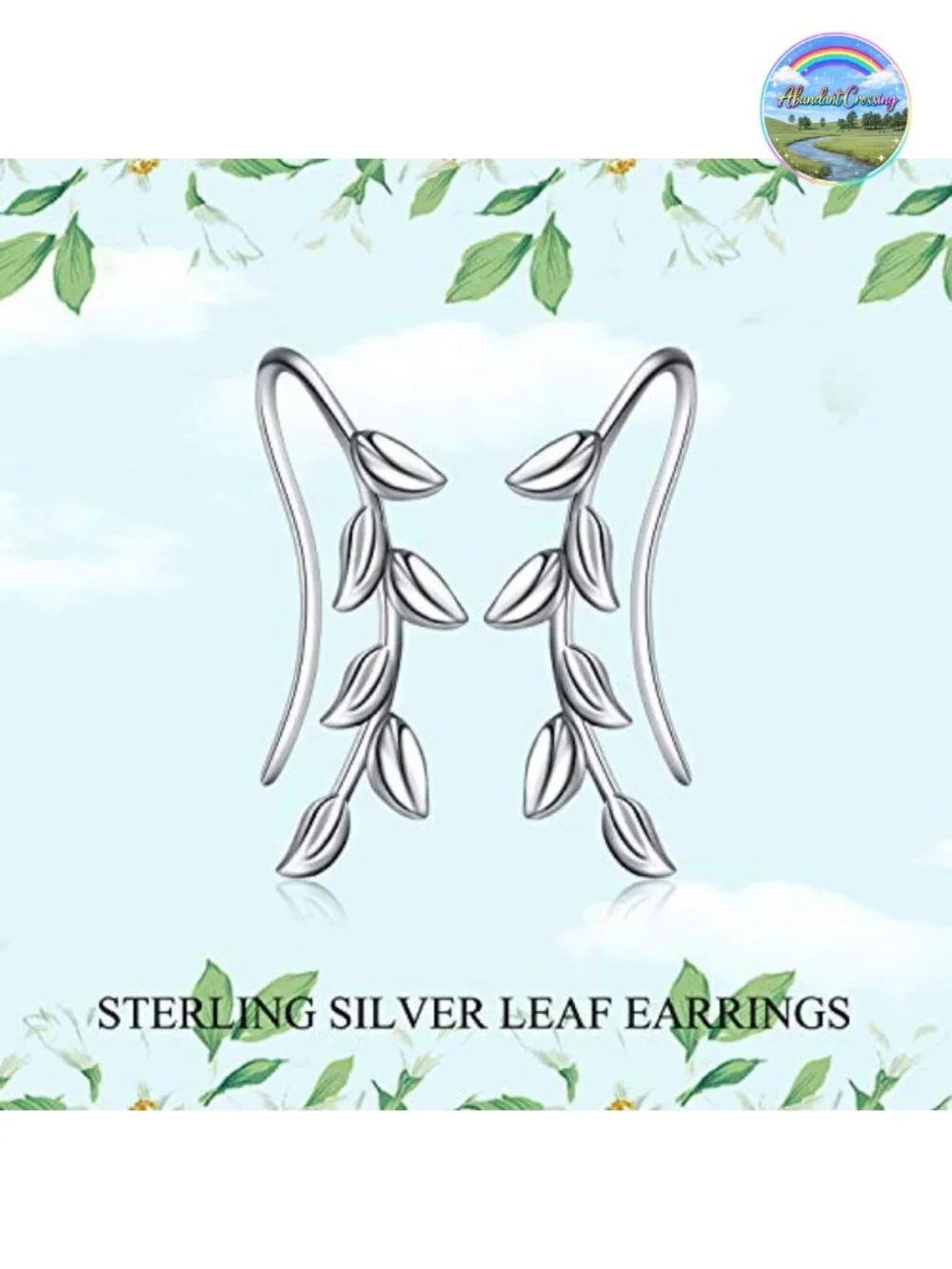 Leaf Ear Climber Earrings Cuff Wrap Sterling Silver Crawler Earrings
